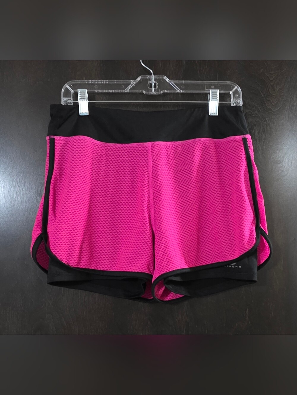 Skechers Performance Pink & Black Athletic Lined Workout Shorts Size M